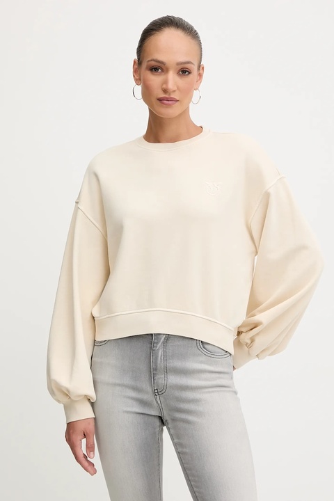 Pinko bluza bawełniana damska kolor beżowy gładka 105510 A2RB - zdjęcie produktu nr 1