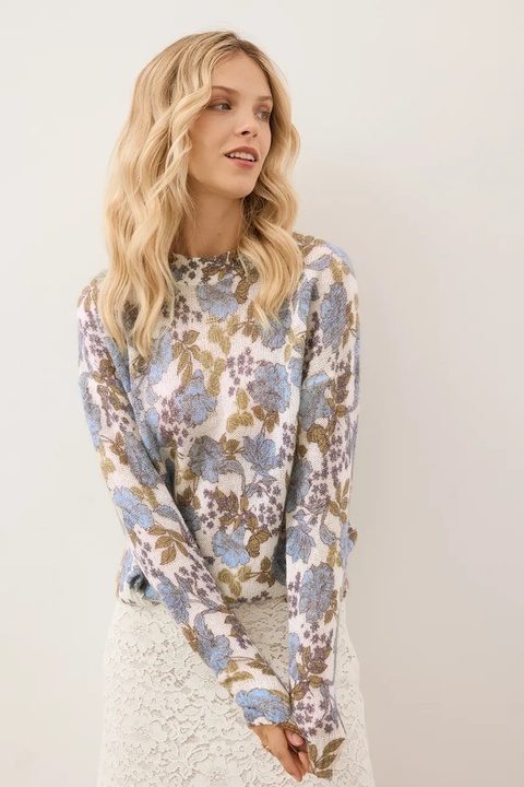 Bizuu sweter z dodatkiem wełny MENTON damski kolor niebieski MENTON KREMOWY - zdjęcie produktu nr 2