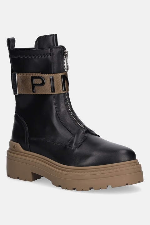 Pinko botki skórzane Mia 13 damskie kolor czarny na platformie SD0219P061Z99 - zdjęcie produktu nr 1