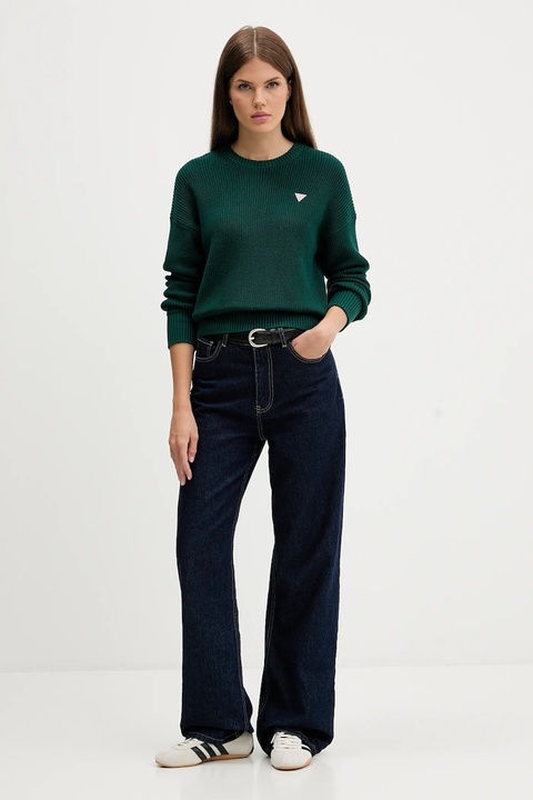 Guess Jeans sweter bawełniany kolor zielony W4BR08 Z3HM1 - zdjęcie produktu nr 2