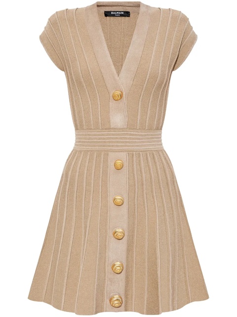 Balmain ribbed mini dress - Neutrals - zdjęcie produktu nr 1