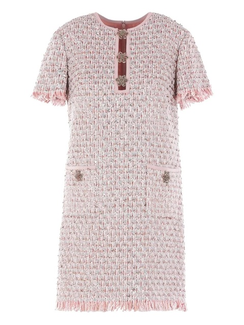 Valentino Garavani embellished-button tweed mini dress - Pink - zdjęcie produktu nr 1