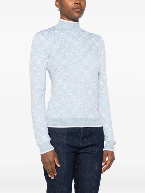 Casablanca geometric-pattern mock-neck top - Blue - zdjęcie produktu nr 2