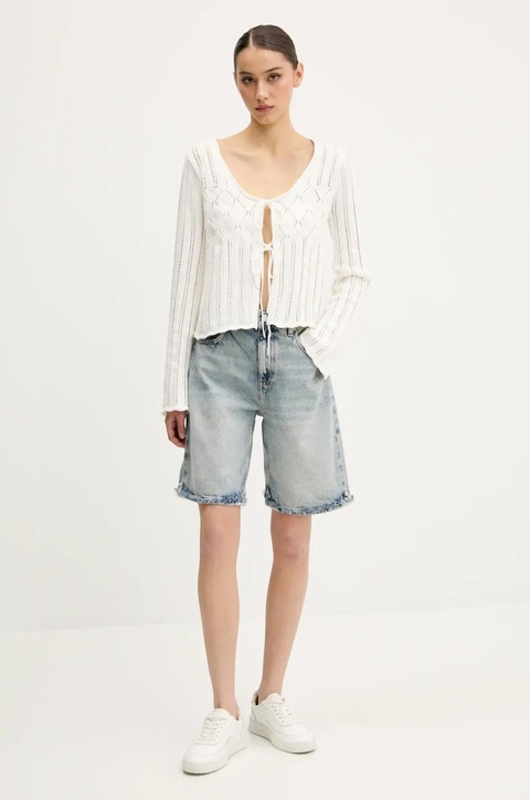 Tommy Jeans szorty jeansowe damskie kolor niebieski gładkie high waist DW0DW20086 - zdjęcie produktu nr 2