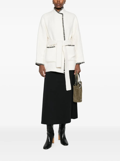 Maje braided-trim tied jacket - White - zdjęcie produktu nr 2