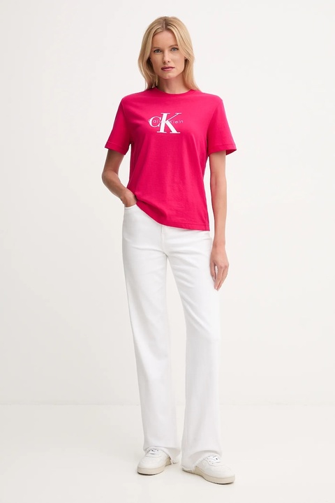 Calvin Klein Jeans t-shirt bawełniany damski kolor różowy LV047B865G - zdjęcie produktu nr 2