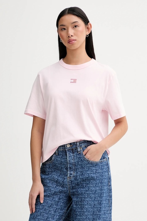 Tommy Jeans t-shirt bawełniany damski kolor różowy DW0DW22202 - zdjęcie produktu nr 1
