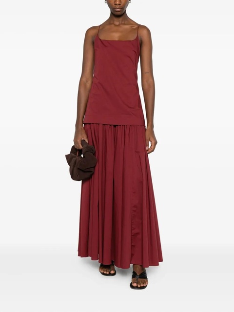 STAUD pleated spaghetti-strap maxi dress - Red - zdjęcie produktu nr 1