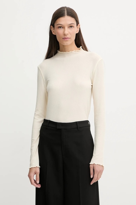 Marc O'Polo longsleeve kolor beżowy z półgolfem 5000007536 - zdjęcie produktu nr 1