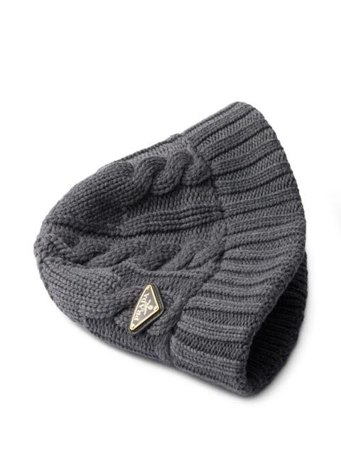 Prada cable-knit logo bucket hat - Grey - zdjęcie produktu nr 2