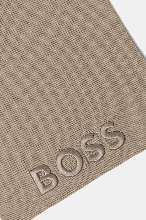 BOSS szalik wełniany kolor beżowy z aplikacją 50497861 - zdjęcie produktu nr 2