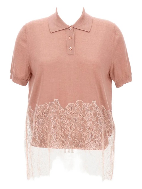 FENDI lace-insert polo top - Pink - zdjęcie produktu nr 1