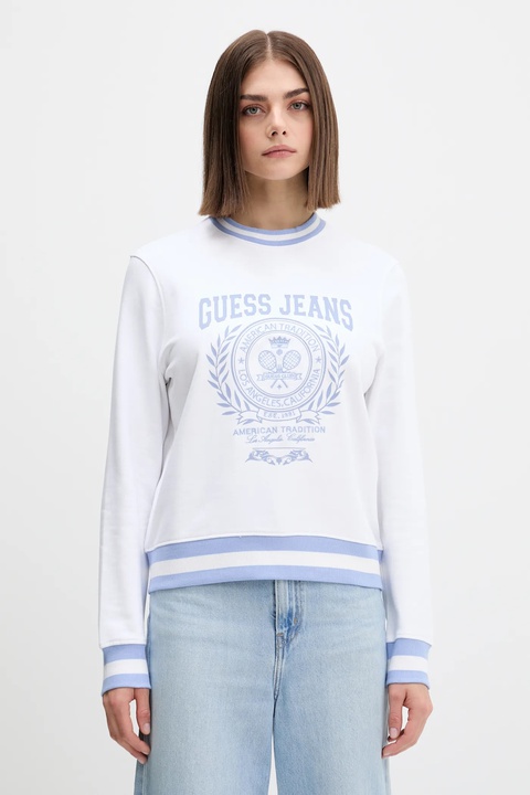 Guess Jeans bluza bawełniana damska kolor biały wzorzysta W5YQ19 K68I4 - zdjęcie produktu nr 1
