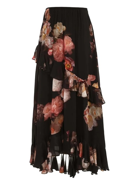 ZIMMERMANN Hypnotic floral-print ruffled midi skirt - Black - zdjęcie produktu nr 1