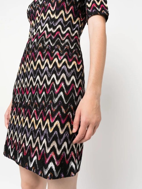Missoni zigzag-embroidered wool-blend dress - Black - zdjęcie produktu nr 2