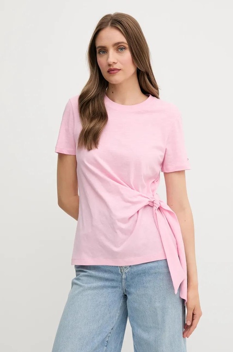 Tommy Hilfiger t-shirt bawełniany damski kolor różowy WW0WW44559 - zdjęcie produktu nr 1
