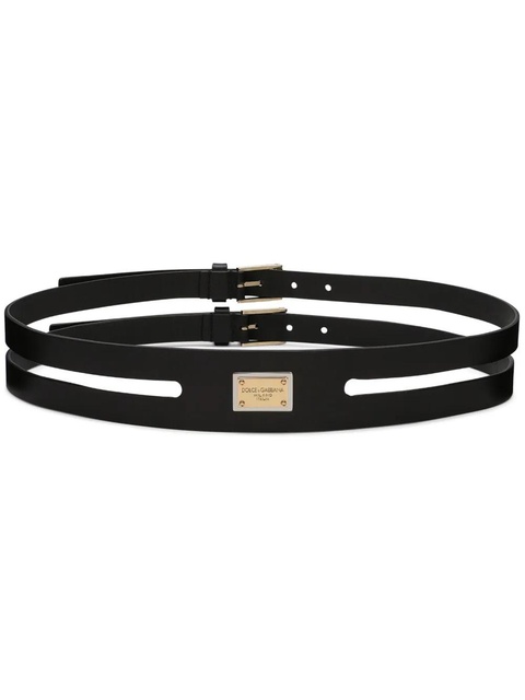 Dolce & Gabbana logo-plaque double-strap belt - Black - zdjęcie produktu nr 1