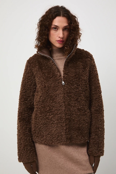 Medicine kurtka damska kolor brązowy przejściowa oversize - zdjęcie produktu nr 1