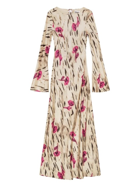 GANNI floral-print midi dress - Neutrals - zdjęcie produktu nr 1