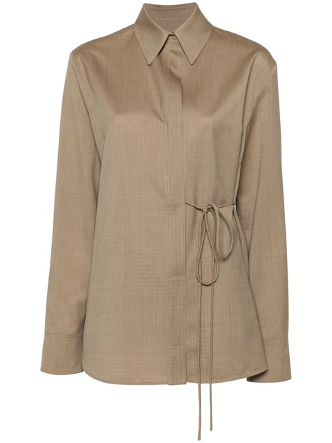Jil Sander ripstop wool tied shirt - Brown - zdjęcie produktu nr 1
