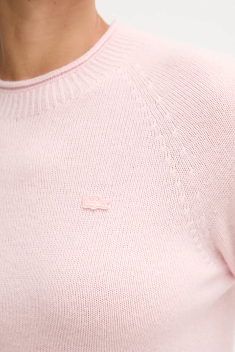Lacoste sweter wełniany damski kolor różowy lekki AF4160 - zdjęcie produktu nr 2