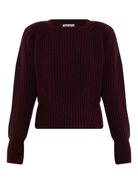 Victoria Beckham ribbed-knit puff-shoulder sweater - Red - zdjęcie produktu nr 1
