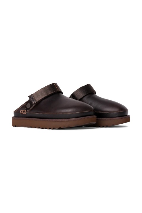 UGG klapki skórzane Goldenstar Clog Lthr Regen damskie kolor brązowy na platformie 1167536.IWD - zdjęcie produktu nr 2