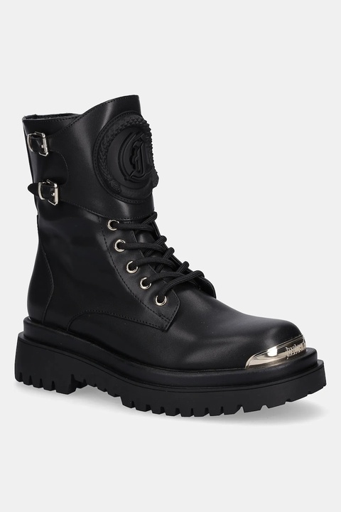 Just Cavalli botki damskie kolor czarny na płaskim obcasie 79RA3S92ZSD48899 - zdjęcie produktu nr 1