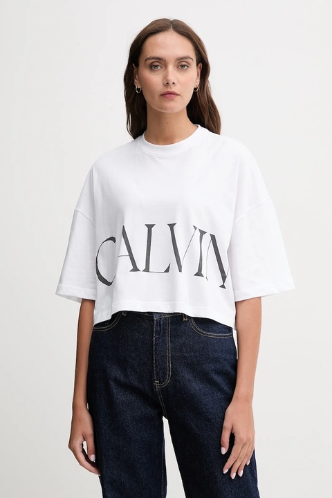 Calvin Klein Jeans t-shirt bawełniany damski kolor biały LV047D206G - zdjęcie produktu nr 1