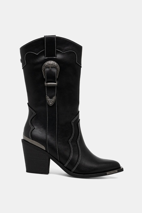 Buffalo kowbojki West Bootie Buckle damskie kolor czarny na słupku 1221052-BLK - zdjęcie produktu nr 2