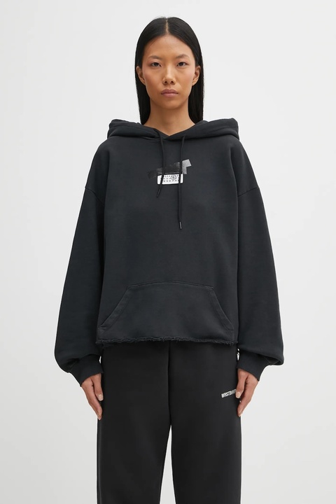 MM6 Maison Margiela bluza bawełniana damska kolor czarny z kapturem gładka S62GU0142.M25024.899 - zdjęcie produktu nr 1