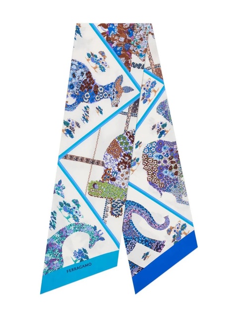Ferragamo floral silk scarf - Blue - zdjęcie produktu nr 1