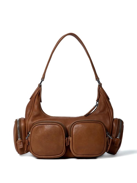 Miu Miu logo zip leather shoulder bag - Brown - zdjęcie produktu nr 2