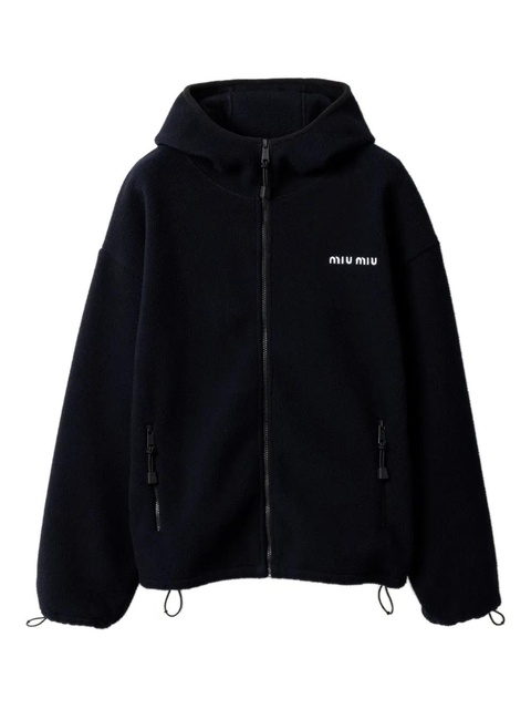 Miu Miu cotton fleece zip-front hoodie - Blue - zdjęcie produktu nr 1