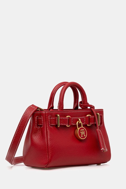 Tommy Hilfiger torebka skórzana kolor czerwony AW0AW18167 - zdjęcie produktu nr 1