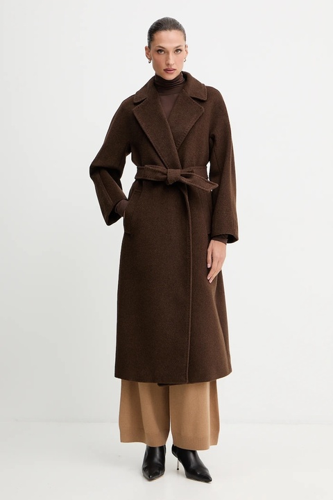 Weekend Max Mara płaszcz z dodatkiem wełny TEMPERA kolor brązowy 2525016082600 - zdjęcie produktu nr 1