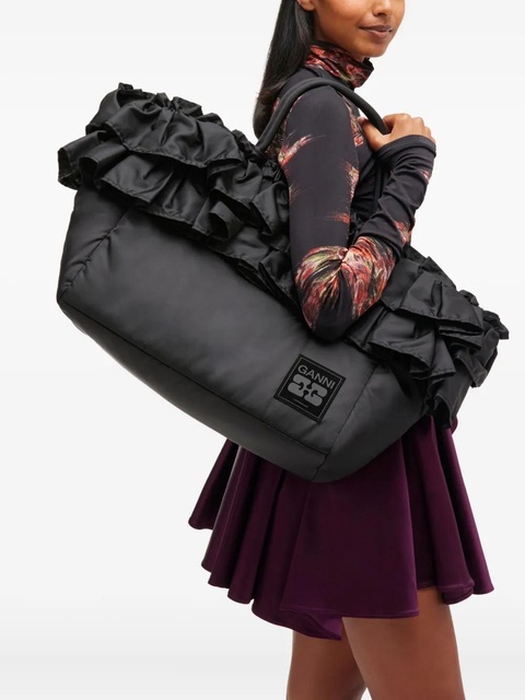 GANNI ruffled-detail shoulder bag - Black - zdjęcie produktu nr 2