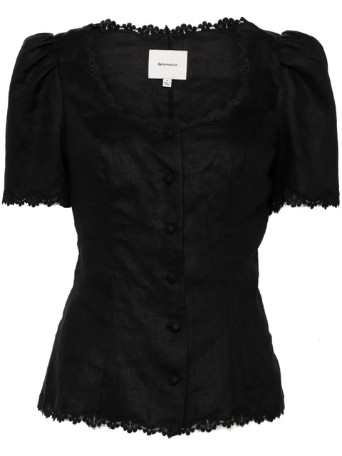 Reformation Anabella linen top - Black - zdjęcie produktu nr 1