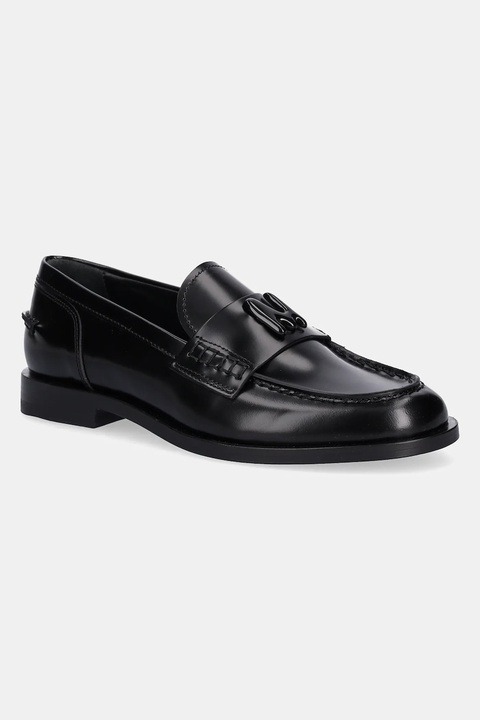 MSGM mokasyny skórzane damskie kolor czarny na płaskim obcasie 3941MDS152 954 - zdjęcie produktu nr 1