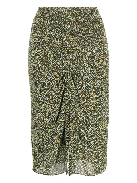 ISABEL MARANT ruched-front patterned midi skirt - Green - zdjęcie produktu nr 1
