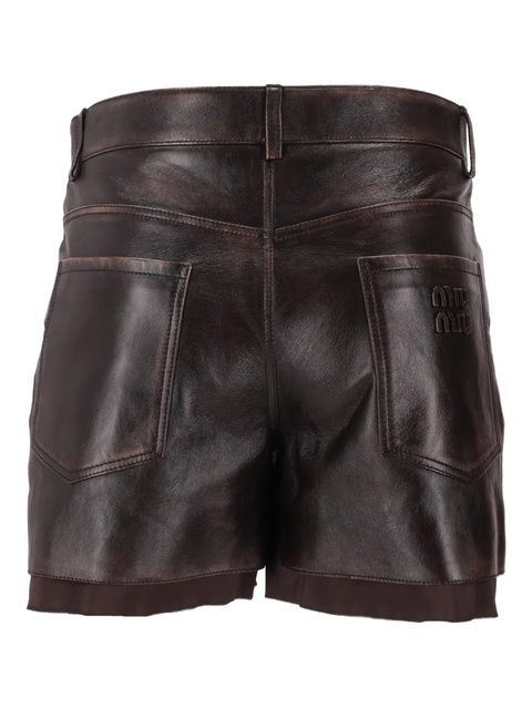 Miu Miu pocket leather shorts - Brown - zdjęcie produktu nr 2