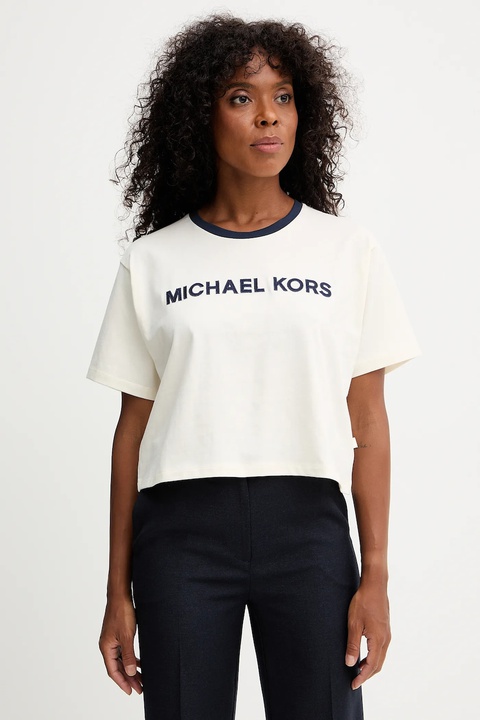 MICHAEL Michael Kors t-shirt bawełniany damski kolor beżowy MF551WN2ZU - zdjęcie produktu nr 1