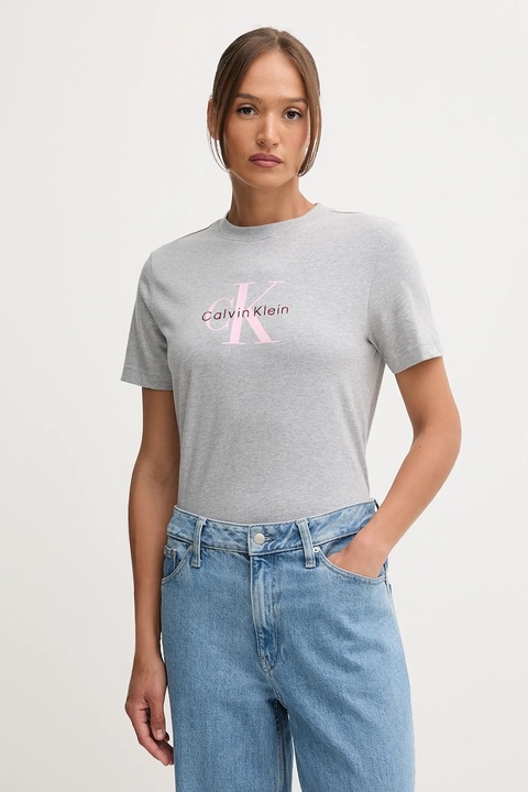 Calvin Klein Jeans t-shirt bawełniany damski kolor szary LV047B865G - zdjęcie produktu nr 1