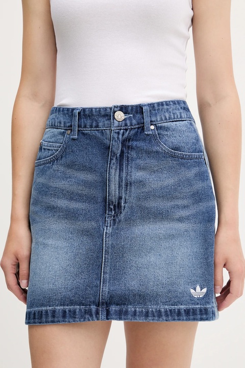 adidas Originals spódnica jeansowa Denim Mini Skt kolor niebieski mini rozkloszowana JW2649 - zdjęcie produktu nr 1
