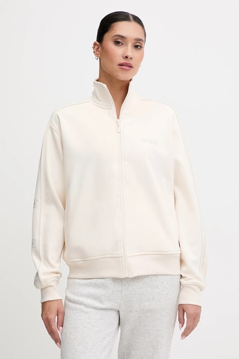 Guess bluza OCTAVIA damska kolor beżowy z kapturem z aplikacją V5BQ15 KCX22 - zdjęcie produktu nr 1