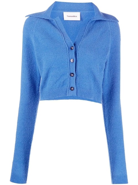 Nanushka spread-collar cropped cardigan - Blue - zdjęcie produktu nr 1