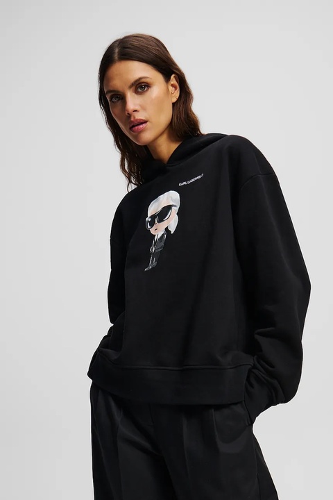 Karl Lagerfeld bluza damska kolor czarny z kapturem z nadrukiem A1W20083 - zdjęcie produktu nr 1