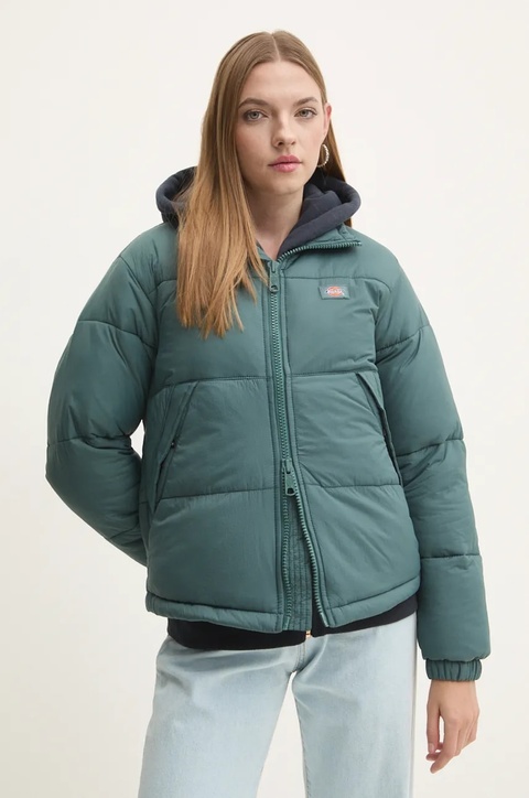 Dickies kurtka damska kolor zielony zimowa - zdjęcie produktu nr 1