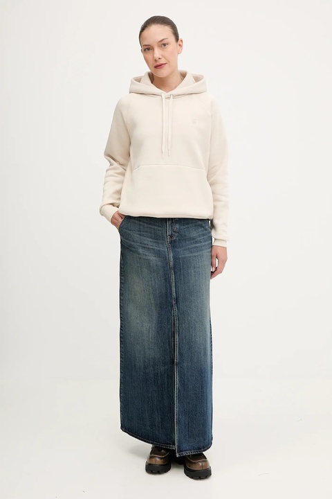 G-Star Raw bluza damska kolor beżowy z kapturem gładka D21255-C235 - zdjęcie produktu nr 2