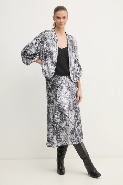 DIANE VON FURSTENBERG marynarka kolor srebrny niezapinana wzorzysta DVFJS4S003 - zdjęcie produktu nr 1